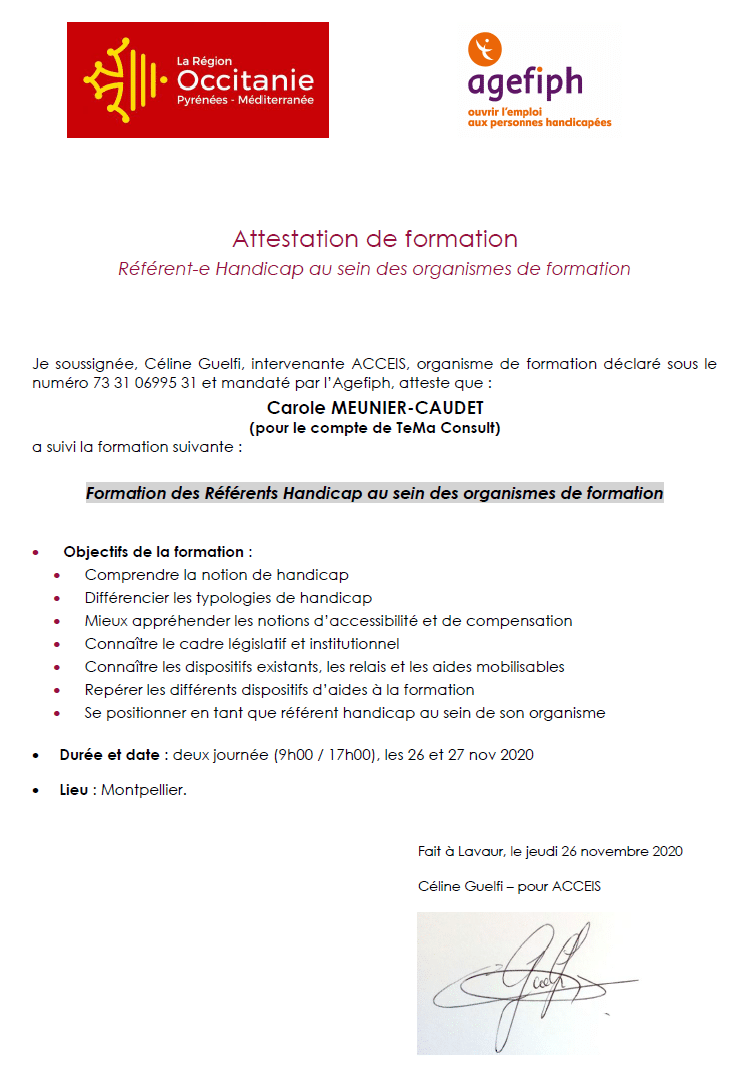 attestation de référente handicap Attestation de référente handicap